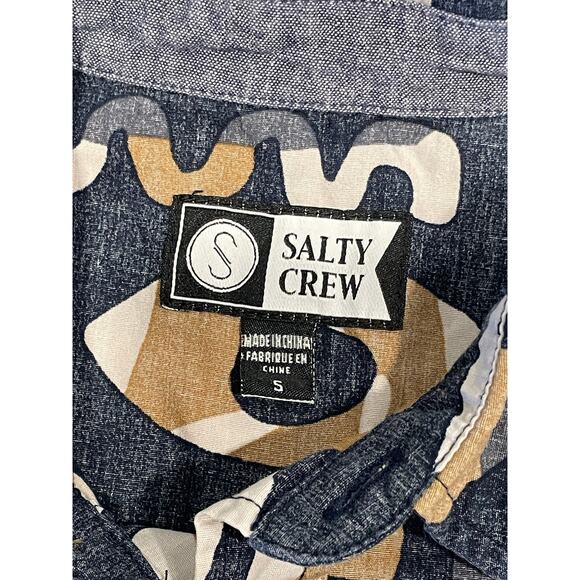 Salty Crew Boy's Short Sleeve Woven Shirt Size S Blue Button Up Pocket Cotton - Picture 4 of 6
